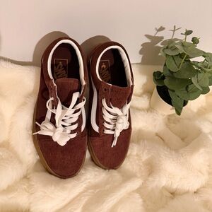 Vans Women's Brown Corduroy Sneakers with White Accents